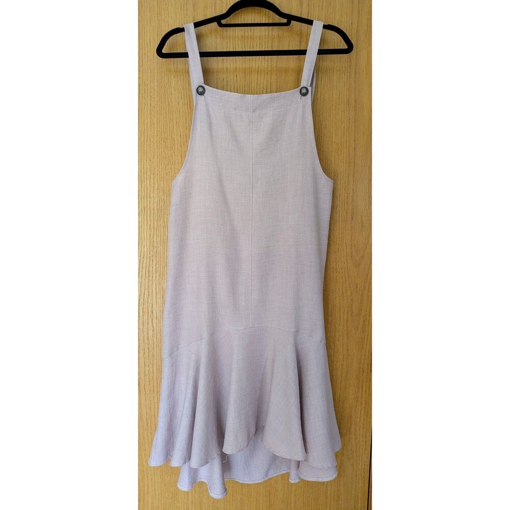 NWT EASEL Pink Linen Wash Ruffle bottom Southern Jumper Midi Dress Size Small